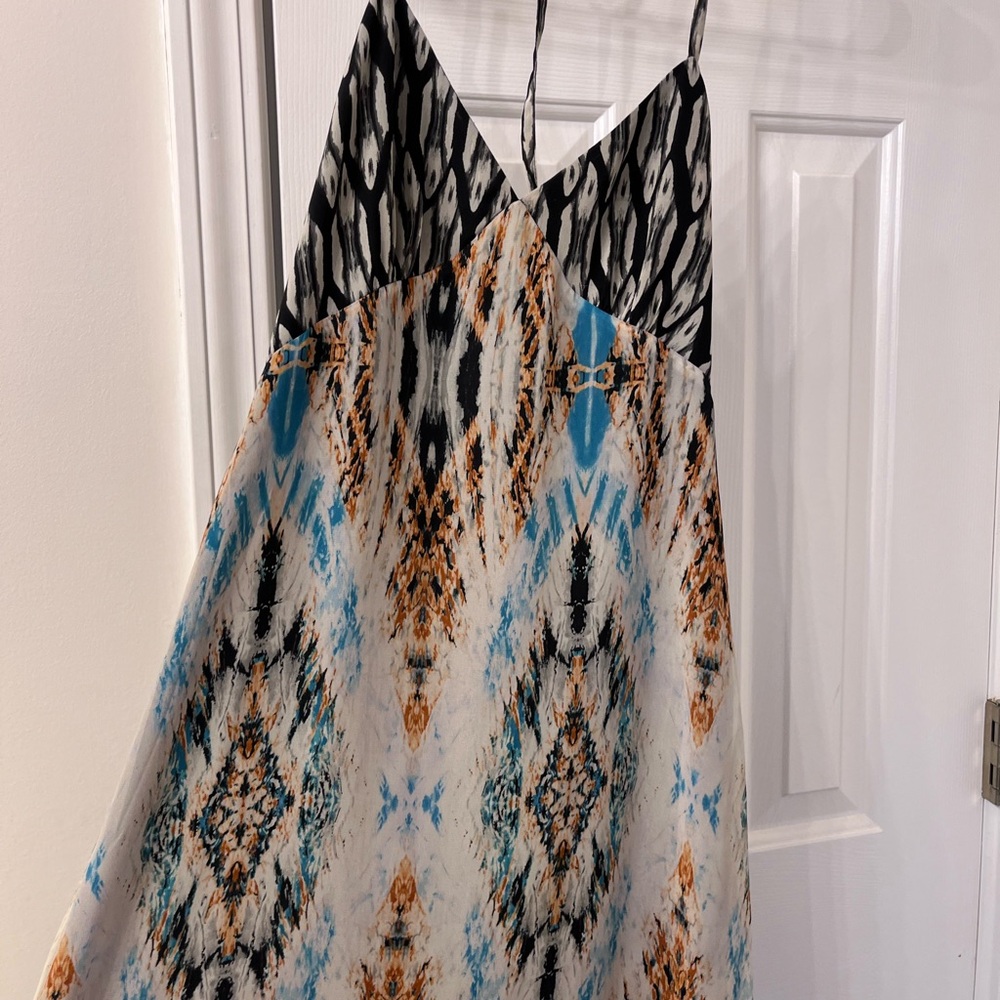 Guess Black and Blue Maxi Halter Sundress